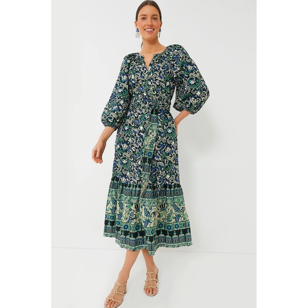 Tuckernuck Batik Floral Lyles in Blue & Green Floral Maxi Dress XL